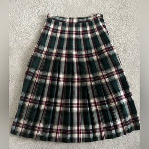 Vintage middle/long skirt plaid green 60s wool